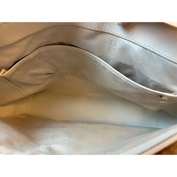 Tory Burch Women's Light Beige Leather Tote Bag Casual Saffaino Blush beautiful - Picture 4 of 14